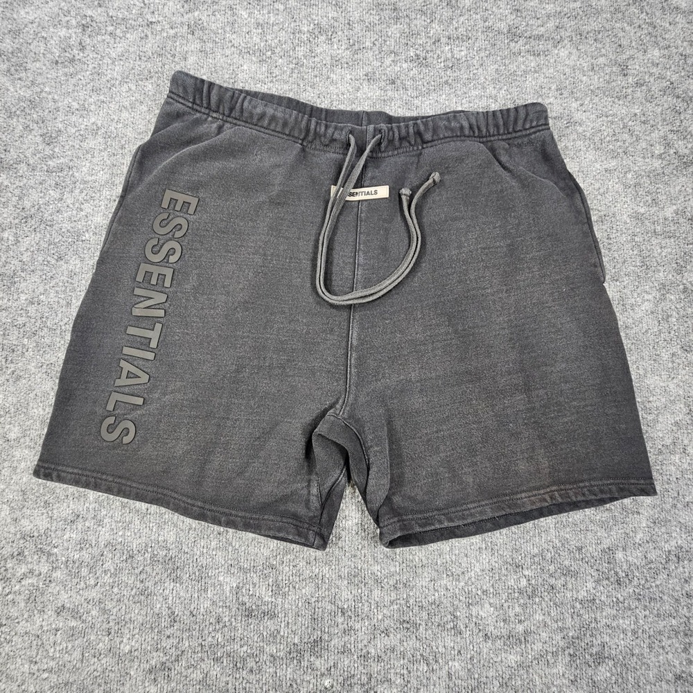 Essentials Fear of God Mens XL Logo Sweat Shorts Black Cotton Fleece Summer